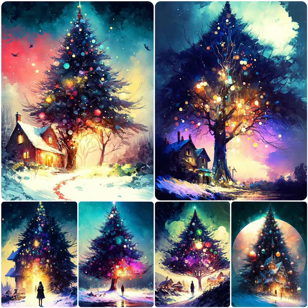

5D DIY Diamond Painting Christmas Tree Cross Stitch Kits Plants Diamond Mosaic New Festival Embroidery Home Decor Gifts JX0201