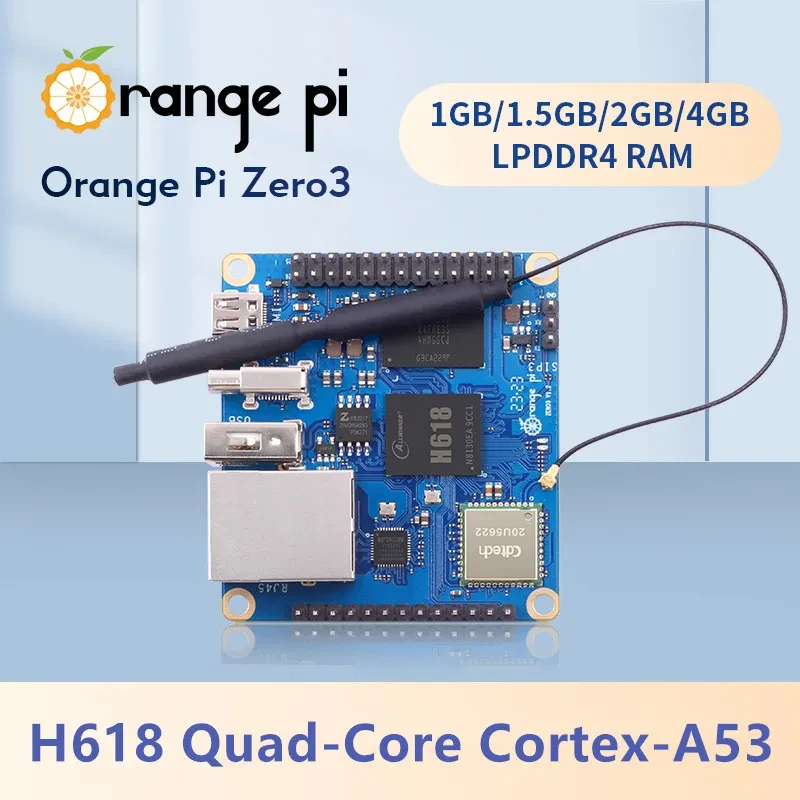 Orange Pi Zero 3 1GB 2GB 4GB RAM DDR4 Allwinner H618 WiFi Bluetooth Mini PC Zero3 Płytka rozwojowa SBC Komputer jednopłytkowy