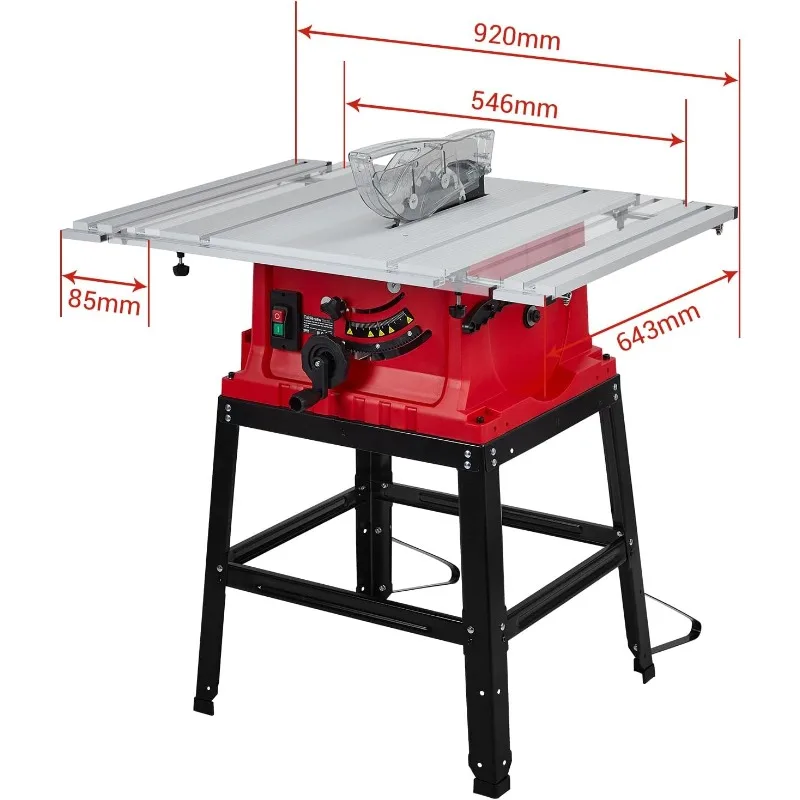 MERXENG 10 Inch 15A Multifunctional Saw With Stand & Push Stick, 90° Cross Cut & 0-45° Bevel Cut, 5000RPM