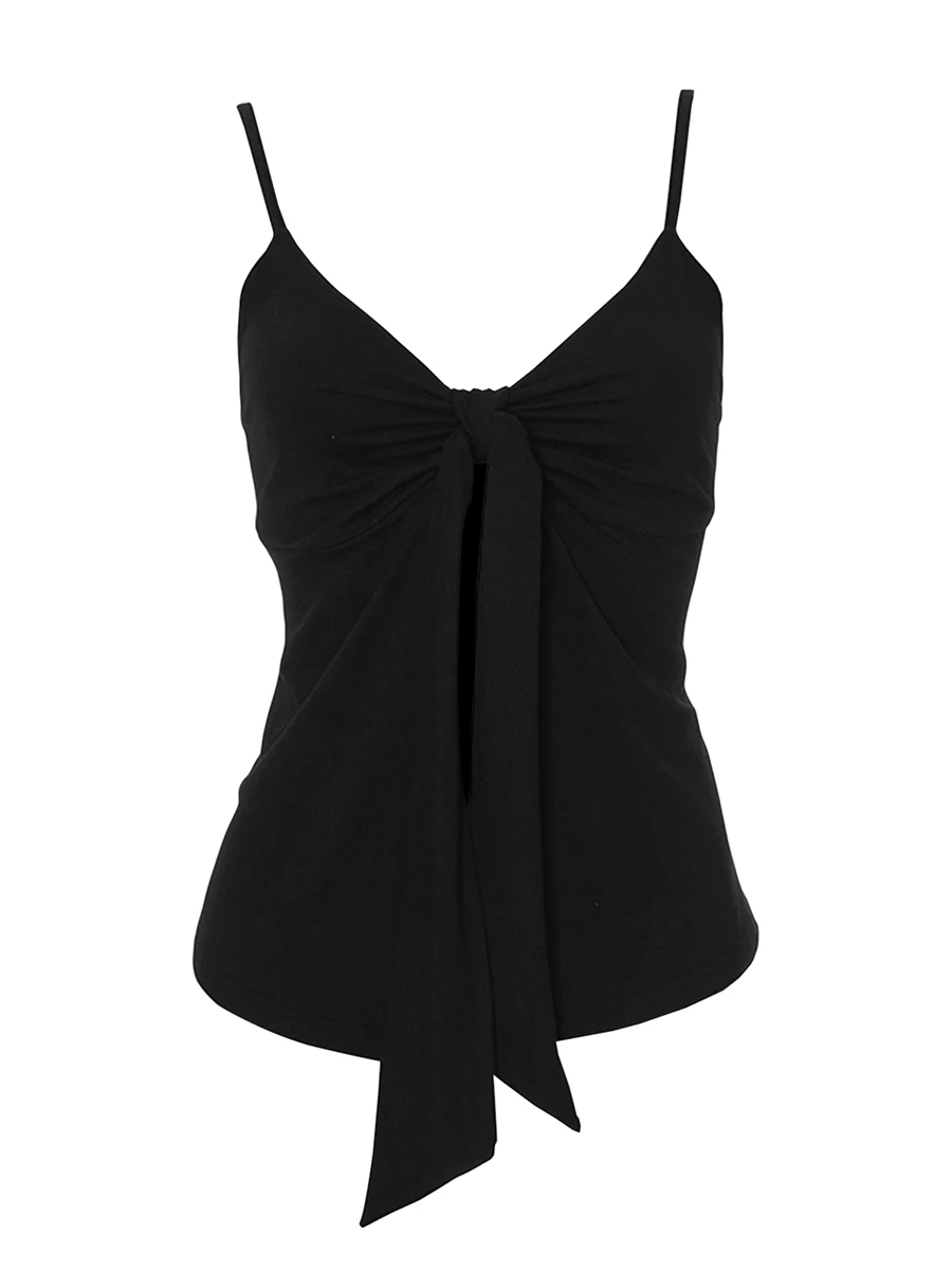 Women s Front Split Cami Tops Sleeveless Spaghetti Strap Tie Knot Camisole  Fit Shirts