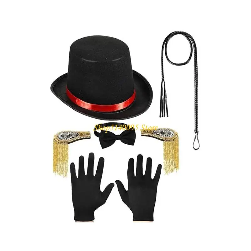 DXAE Adult Costume Set with Tall Hat Tie Gloves for Theme Photo Use