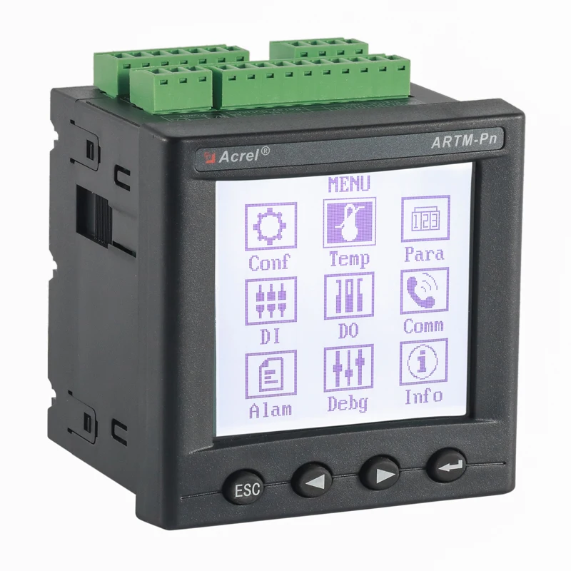 

Acrel ARTM-Pn GFSK Wireless Temperature Monitoring Controller Meter 4DI/2DO Features with RS485 MODBUS-RTU for Switchgear Busbar