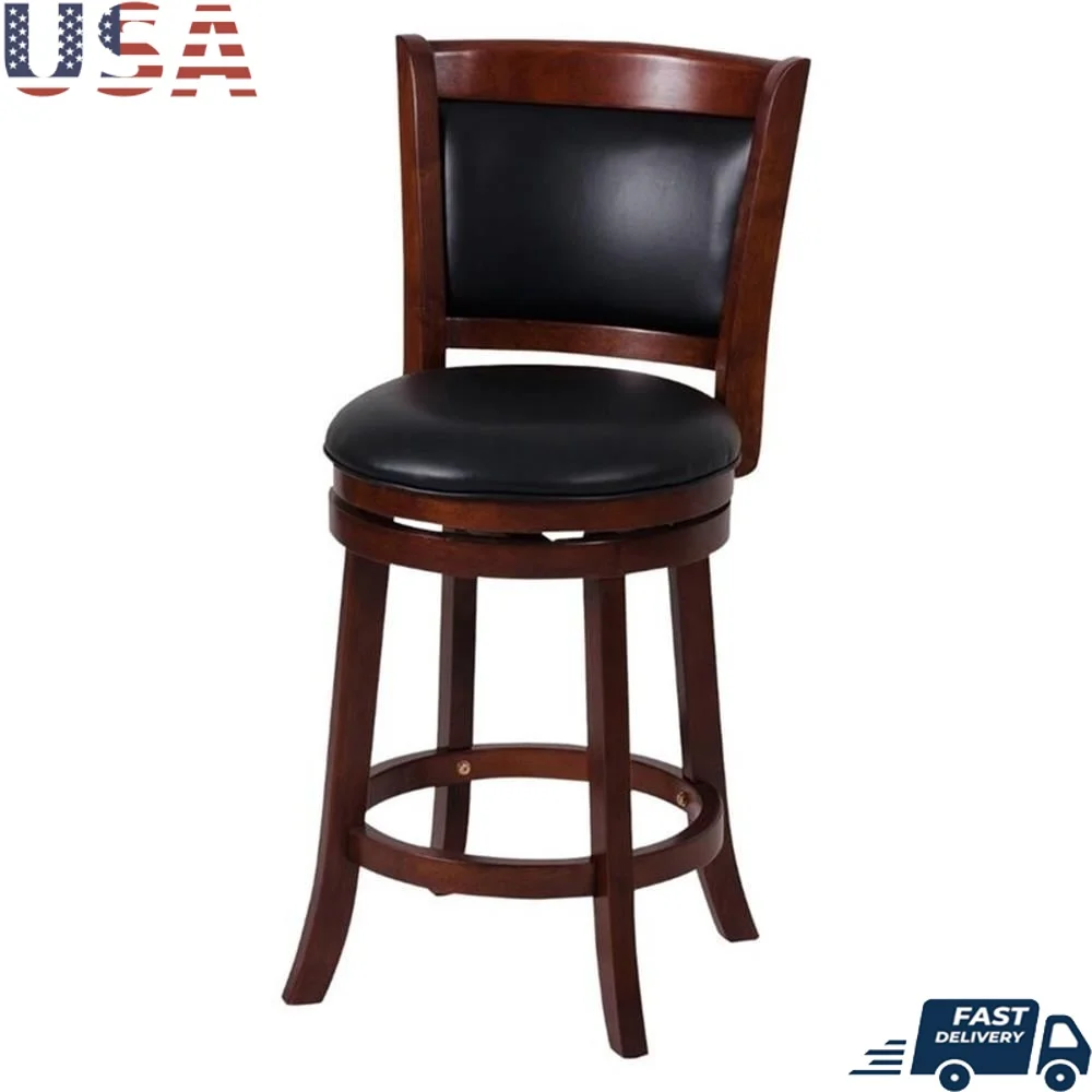 

Shapel Faux Leather Swivel Counter Stool in Dark Cherry