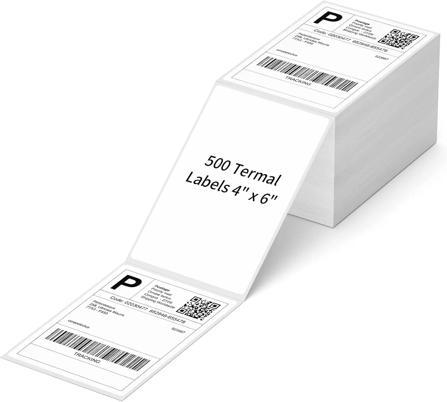 

4" x 6" White Perforated Direct Thermal Labels, 500 per Stack, Compatible with Zebra and Elton Printers