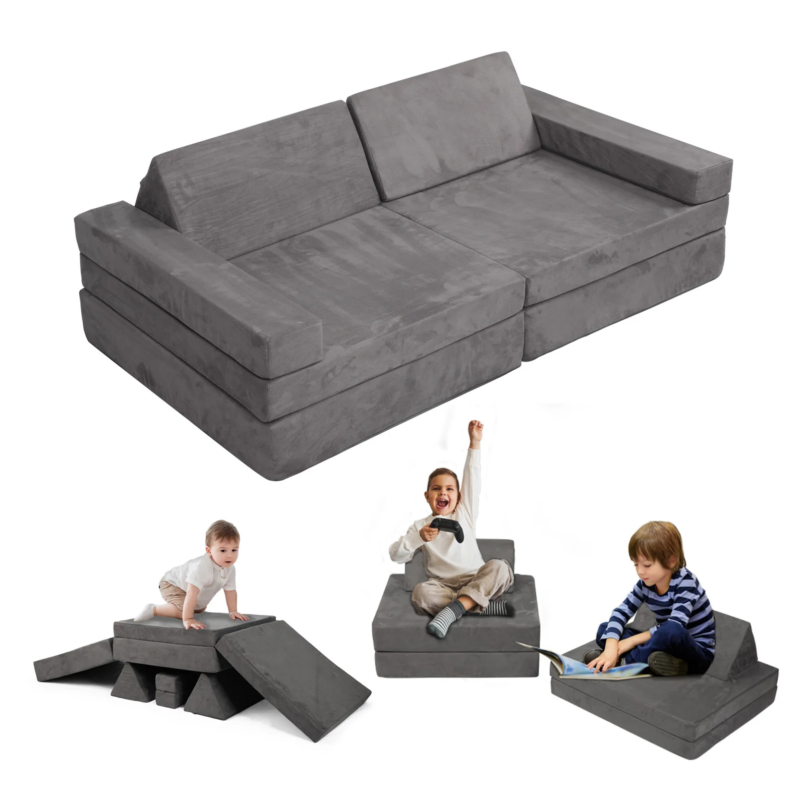 Kids Play Couch Folding Foam Soft Sofa Multifunctional Modular Home Furniture for Bedroom Living Room