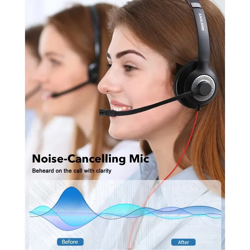 JIAMQISHI EH01 USB Headset PC Computer Headphones with Noise Reduction MIC in-line Control for Home Office Online Class - view 2