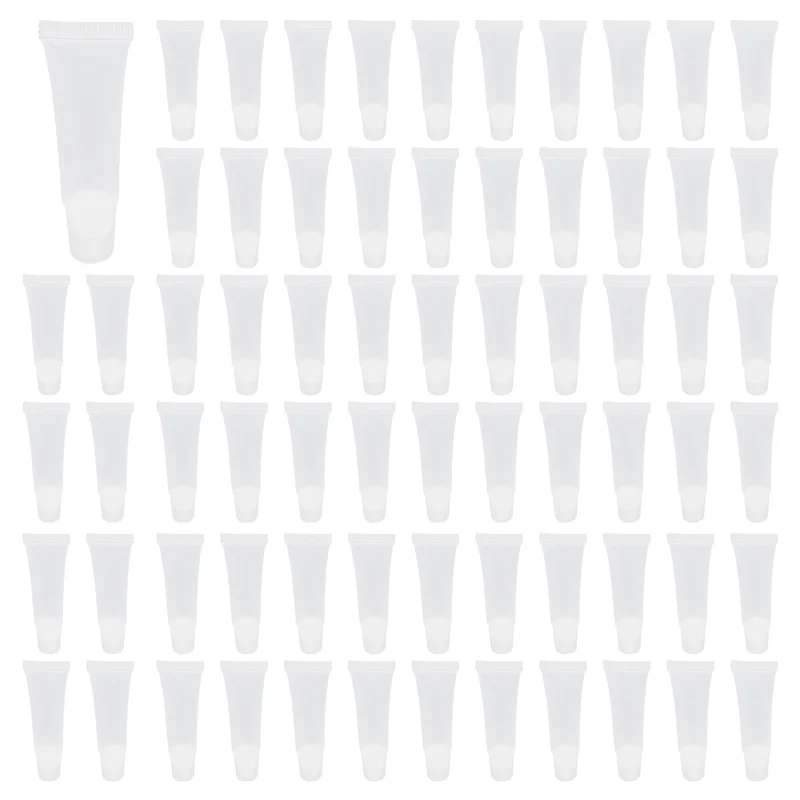 100 Pcs 10Ml Distribution Bottle Lip Gloss Tubes, Empty Clear Lotion Containers Tubes for Cosmetics DIY, Oblique Mouth