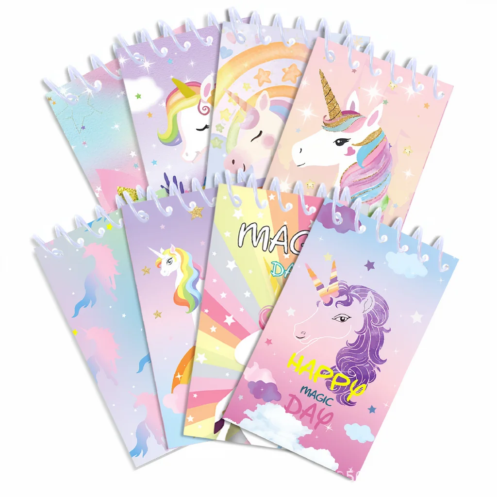 

8Pcs Rainbow Spiral Notepad Girls Mini Memo Pad Aesthetic Dreamy Notebook Journal School Stationery Birthday Gift