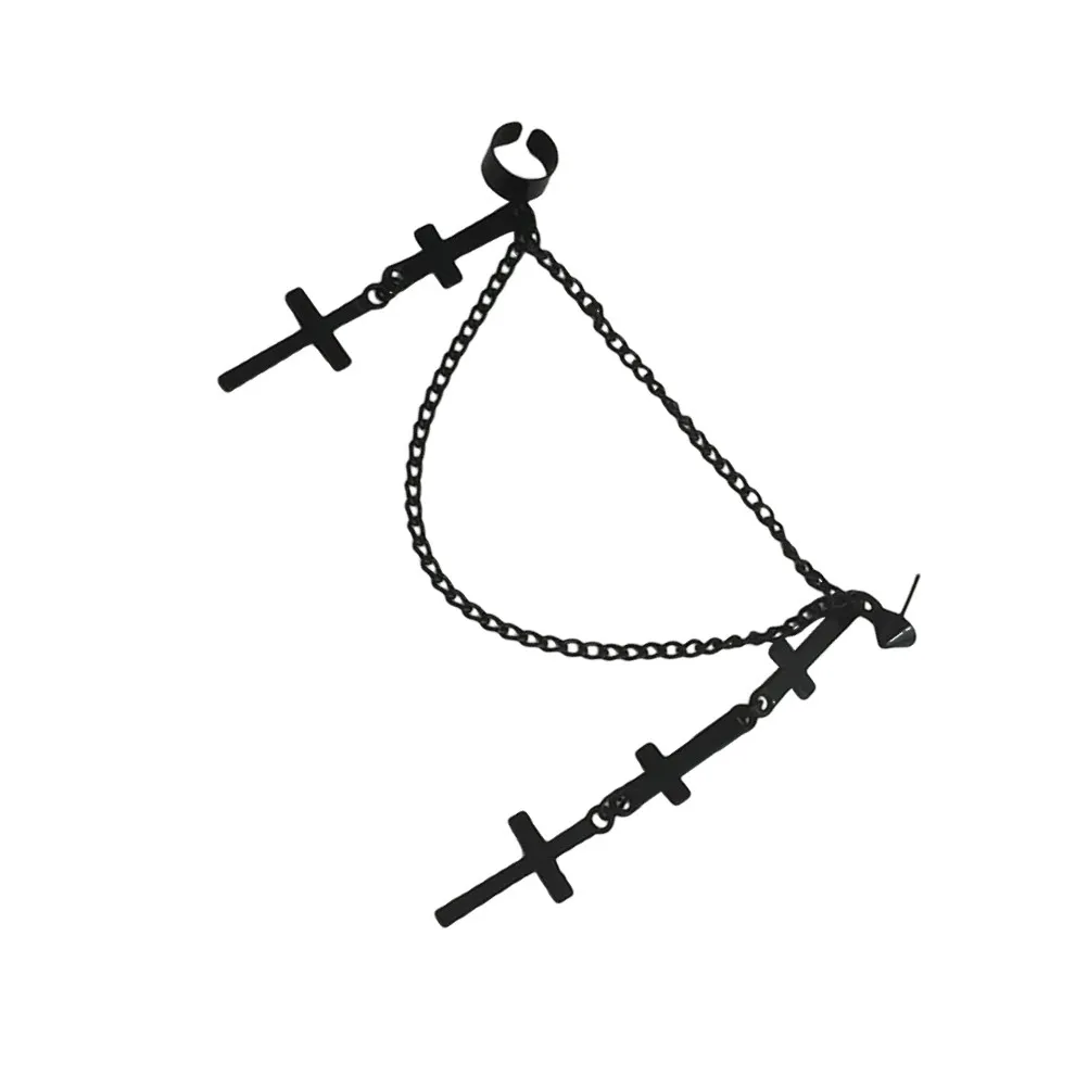 Alloy Cross Tassel Ear Clip for Women Skin Friendly Elegant Lightweight Earrings Perfect for Wedding Party Prom Church Picnic