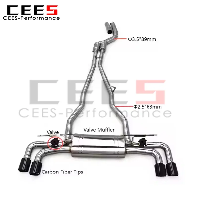 

CEES Valvetronic Catback Exhaust for BMW 540/540i G30/G38 3.0T B58 2018-2024 Exhaust Pipe with Carbon Fiber Exhaust Tips