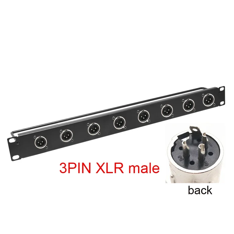 1U 19Inch Rack Patch Panel 8 12 Way Channel 1U Flight Case Mount 8/12Way Channel 6.35mm Jack XLR Female Male Audio Plug