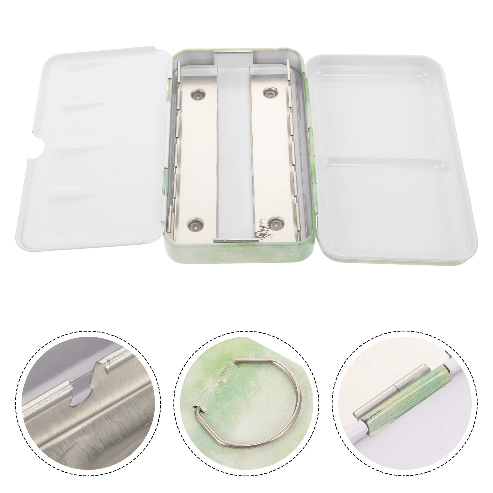 

Portable Pigment Box Art Mixing Travel Student Metal Color Storage Case Multiple Compartments Iron Palette Tin Painting Studio