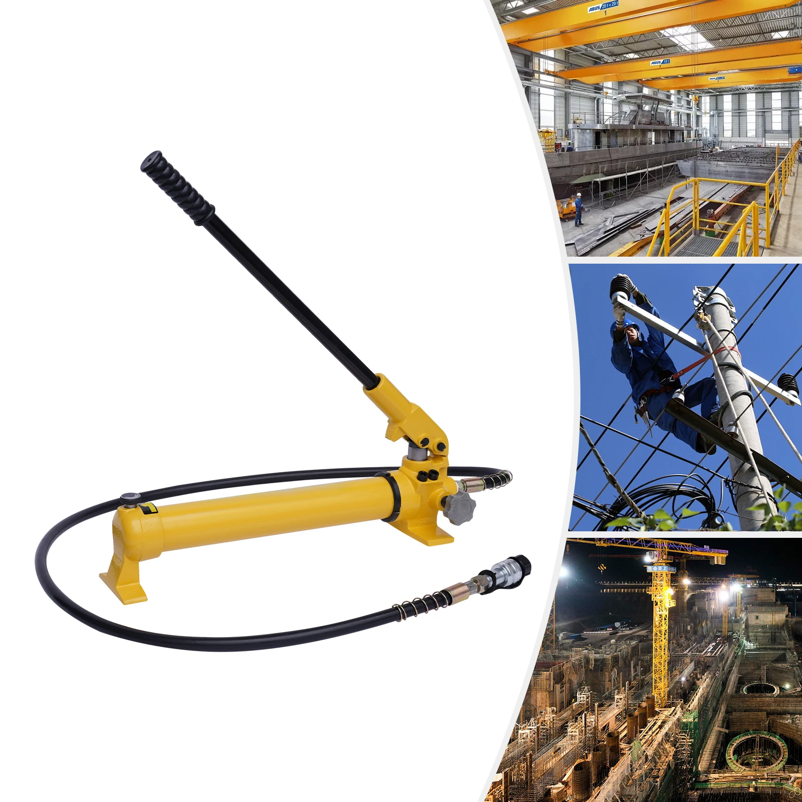 Yellow Manual Hydraulic Pump Multi-Tool Compatibility-Works With Hydraulic Jacks/Crimpers/Punchers, For Auto Repair/Construction