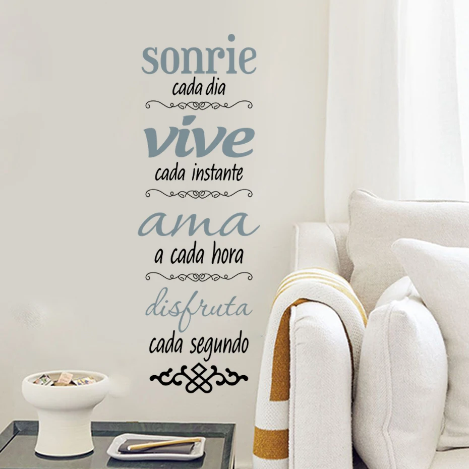 Sonrie Vive AMA Wall Stickers Spanish Vinyl Verses Decal Home Decor Family Rules Wall Decals Wall Art Sticker Sayings Words Quot