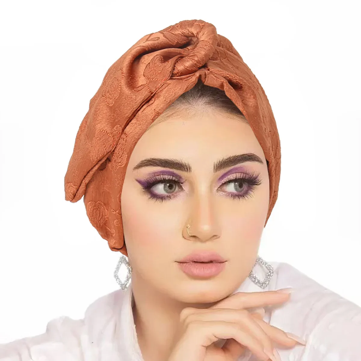 

New Women Turban Jacquard Button Bow Hat Headscarf Muslim Hijab Chemo Cap Hair Loss Head Wrap Beanies Hats Bonnet Turbante Mujer