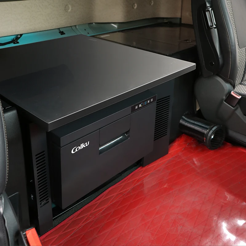 21L Mini Car Fridge Refrigerator With Drawer Plastic Compressor Ice Maker 24v Cooling Mode Freezer