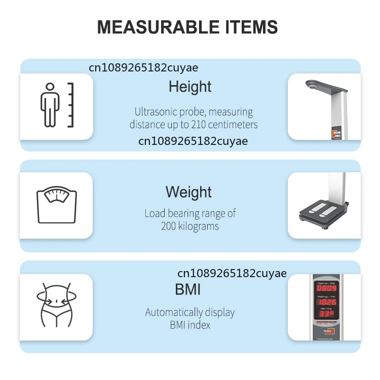 Medical Center Height Weight Scale Multi-language Ultrasonic Height and Weight Machine