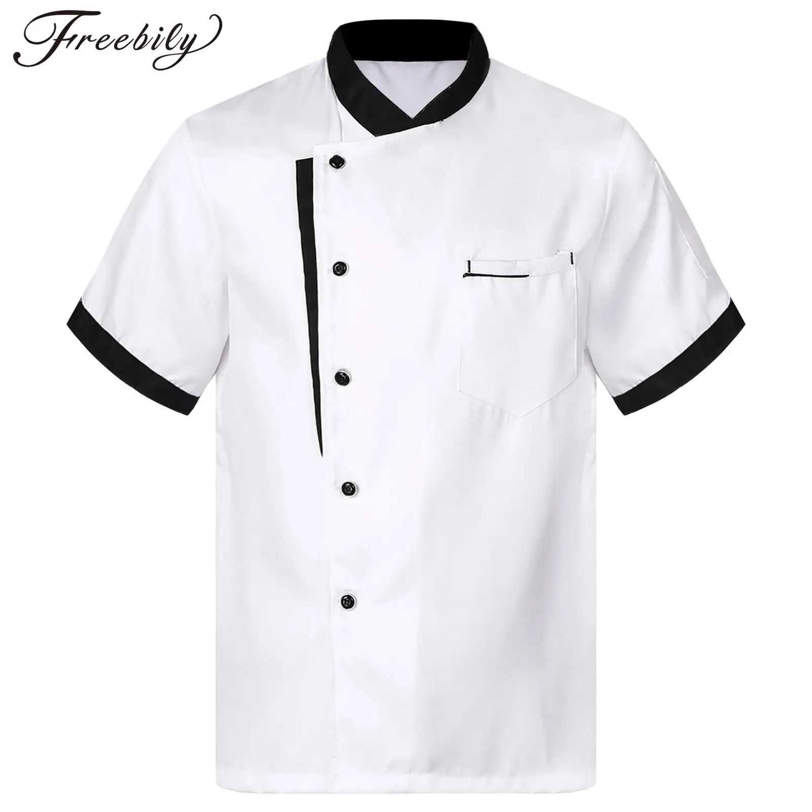 

Men's Chef Jacket Uniform Short Sleeve Shirt Restaurant Hotel Kitchen Cook Bakery Canteen Work Coat Unisex Worke Clothes Tops