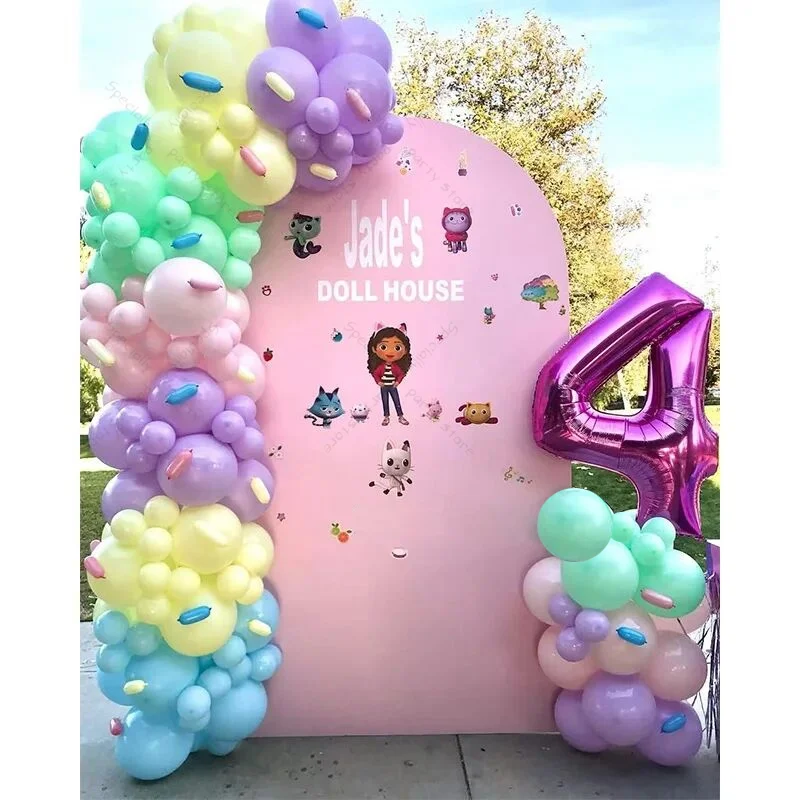 154 pièces/ensemble Gabby maison de poupée thème ballons guirlande arc Kit ballons fête d'anniversaire décoration bébé douche fournitures Globos cadeaux