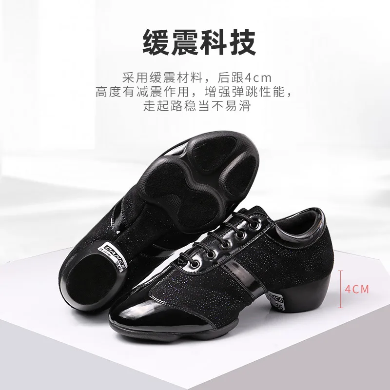 Men and Women Dance Shoes Stage Indoor Latin Dance Shoes Adult Teacher Shoes Cha Cha Performance Dance Split Sole Dhoes