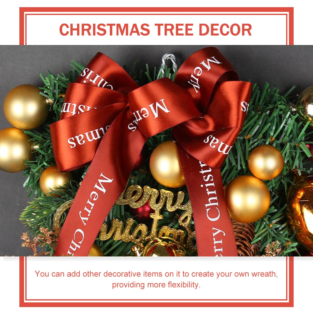 

Heart-Shaped Ornament Wreath Christmas Bow Decor Balls Green Leaves Door Wall Hanging Front Door Window Tree Xmas