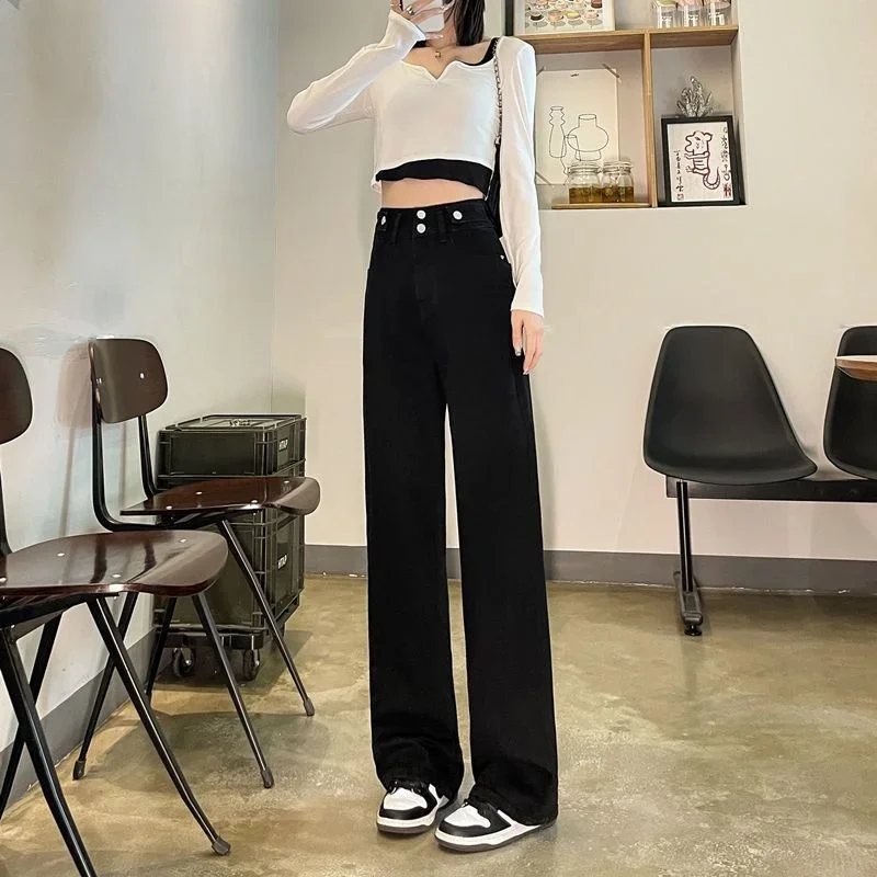 

High Waist Leg Jeans Women's 2023 Loose Pants Korean Fashion Women Clothing Y2k Pants