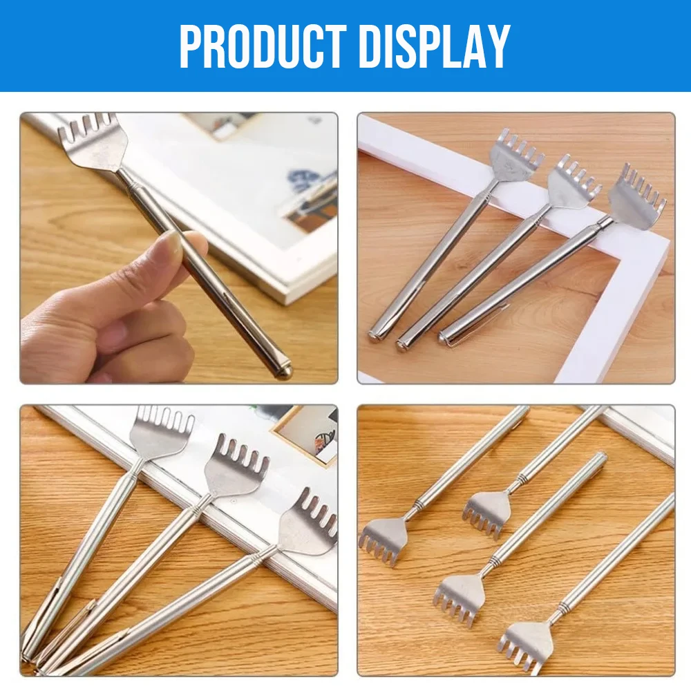 أداة خدش تلسكوبية متينة من الفولاذ المقاوم للصدأ 6 قطع - أداة خدش خلفية يدوية قابلة للتمديد للسفر LK-AA478