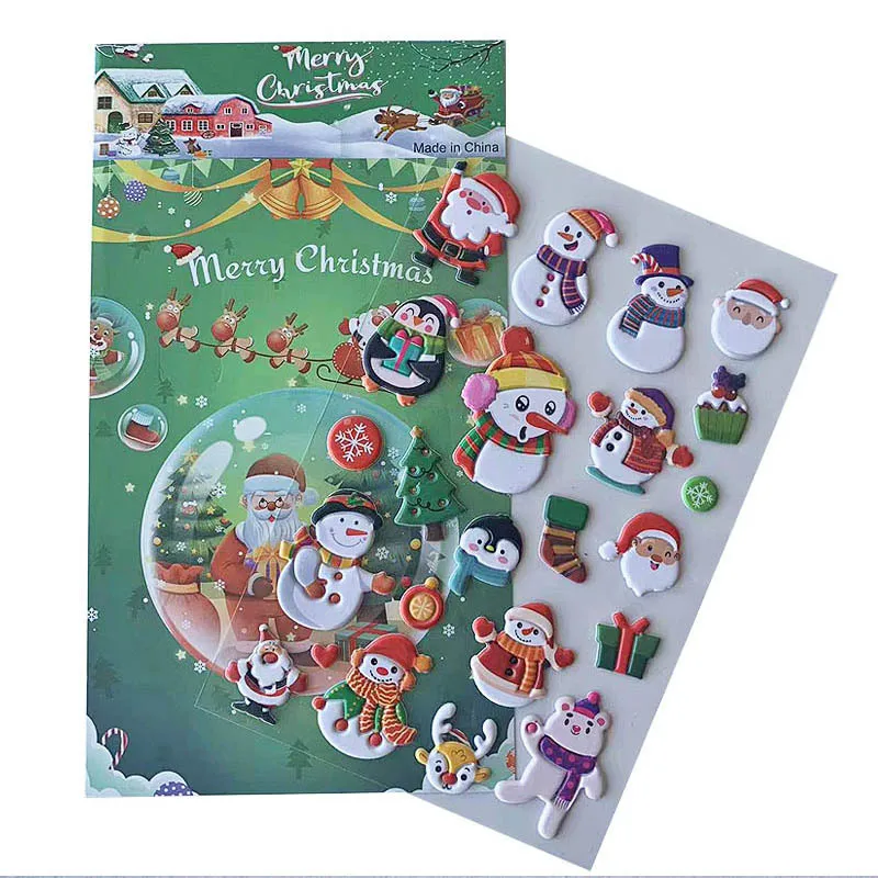 3D Christmas Puffy Stickers for Kids Cute Foam Xmas Stickers for Scrapbook DIY Phone Card Envelopes with Santa Snowman Tree