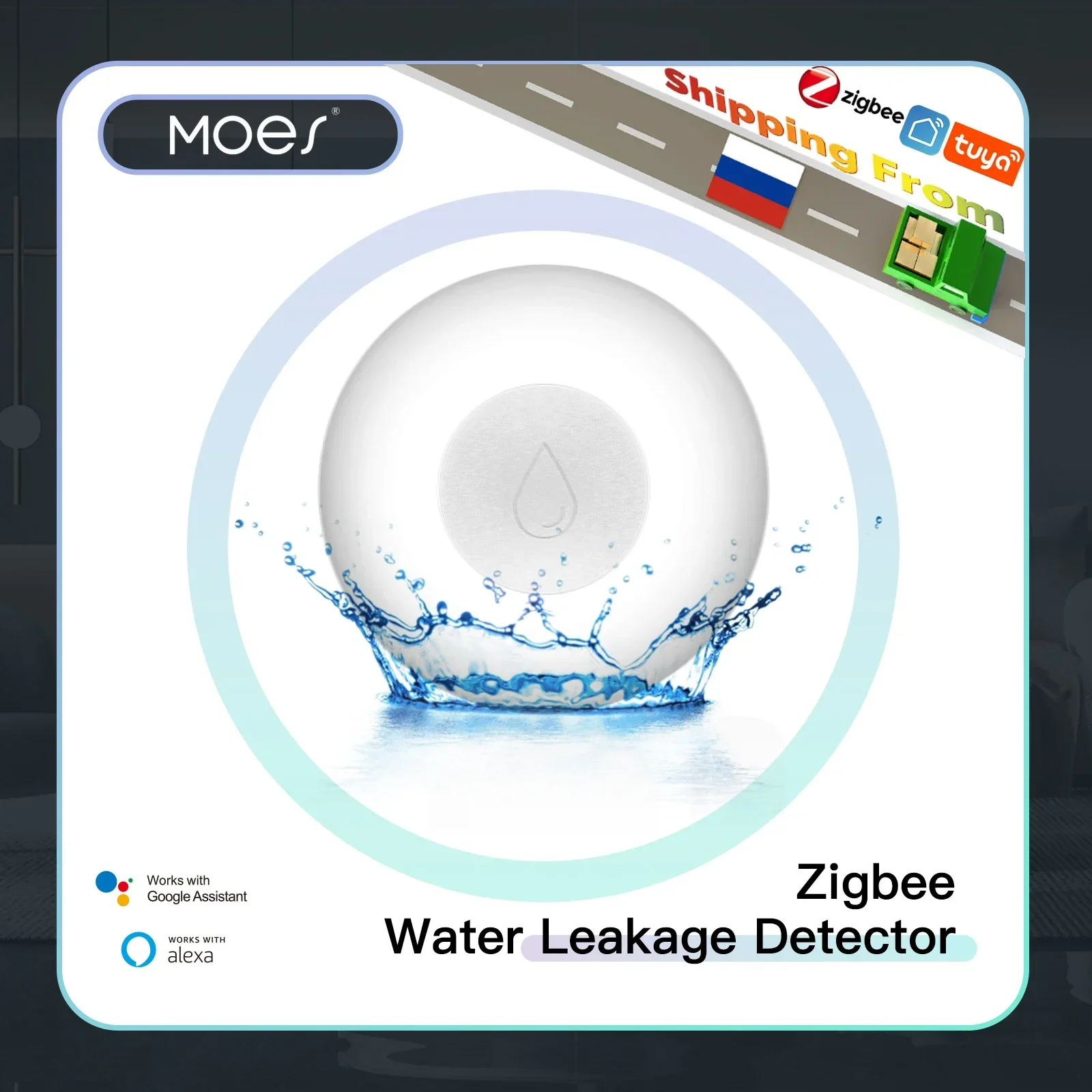 ZigBee Flood Sensor Water Leakage Detector Water Tank Full Alert Overflow Security Alarm System Tuya Smart App Remote Control