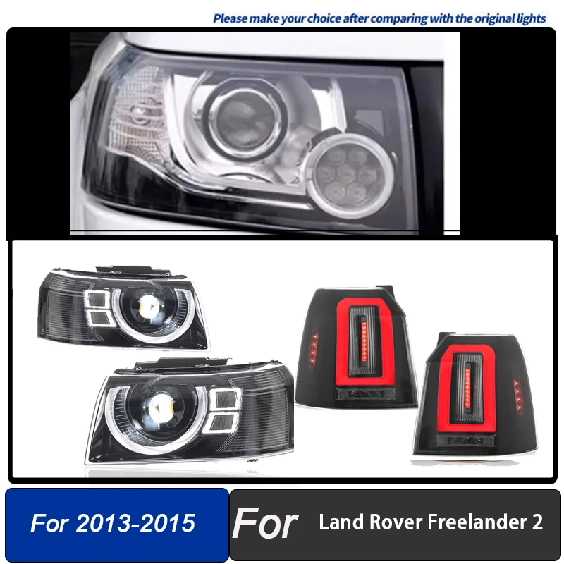 Car Headlights with tailiamp For Land Rover Freelander 2 07-15 Defender led Upgraded DRL Turn Signal Head Lamps Accessories Kit