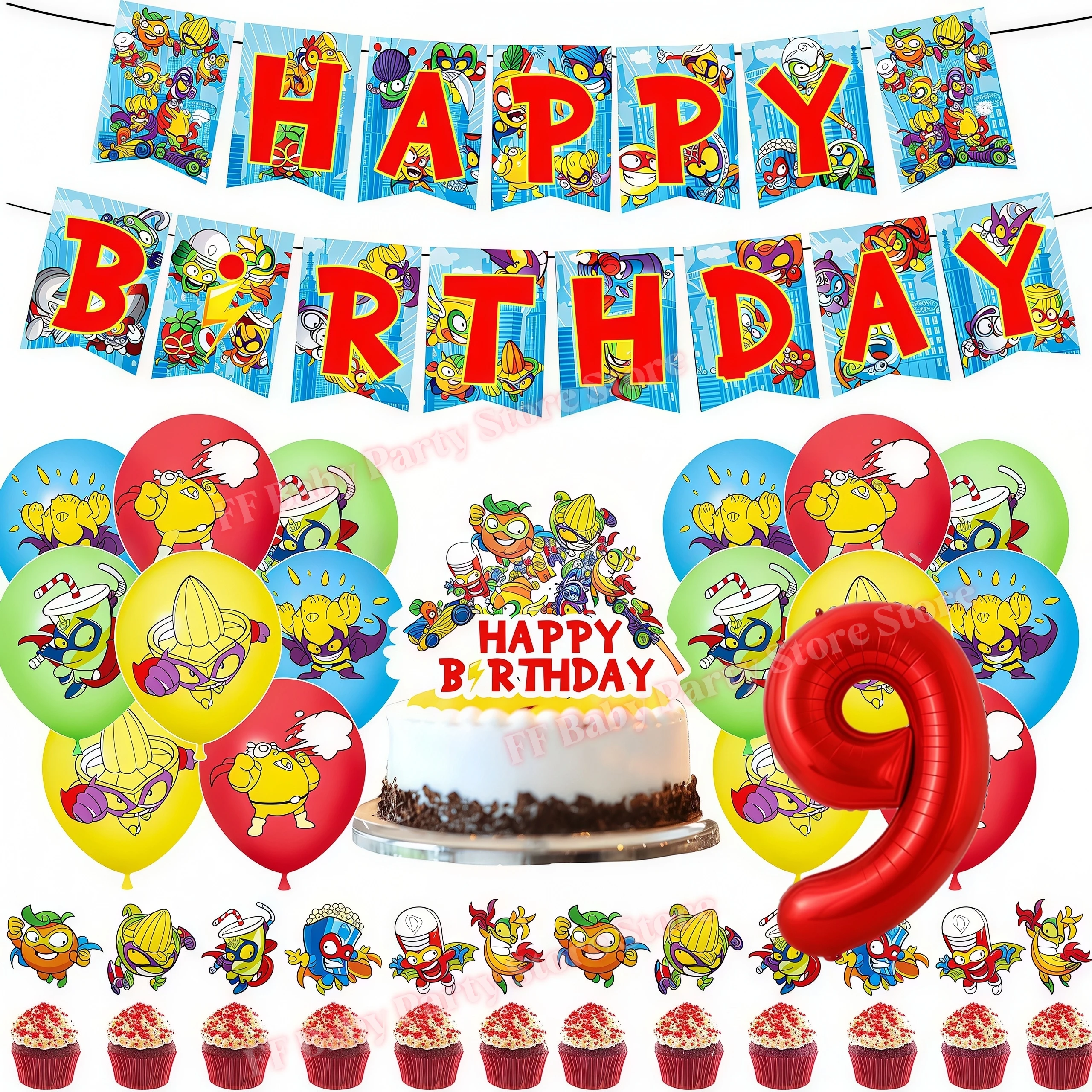 Decoración para Fiesta de Cumpleaños de Superthings, Globos del Juego Superzings, Adornos para Pastel, Fondo, Artículos para Baby Shower, Regalos para Niños