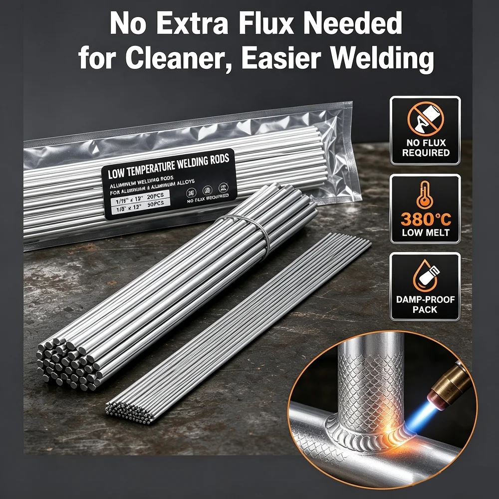 Aluminum Welding Rod Low Temp Flux Cored Brazing Wire Rods Easy Melt Repair Stick for Propane Torch Automobile Marine Frame