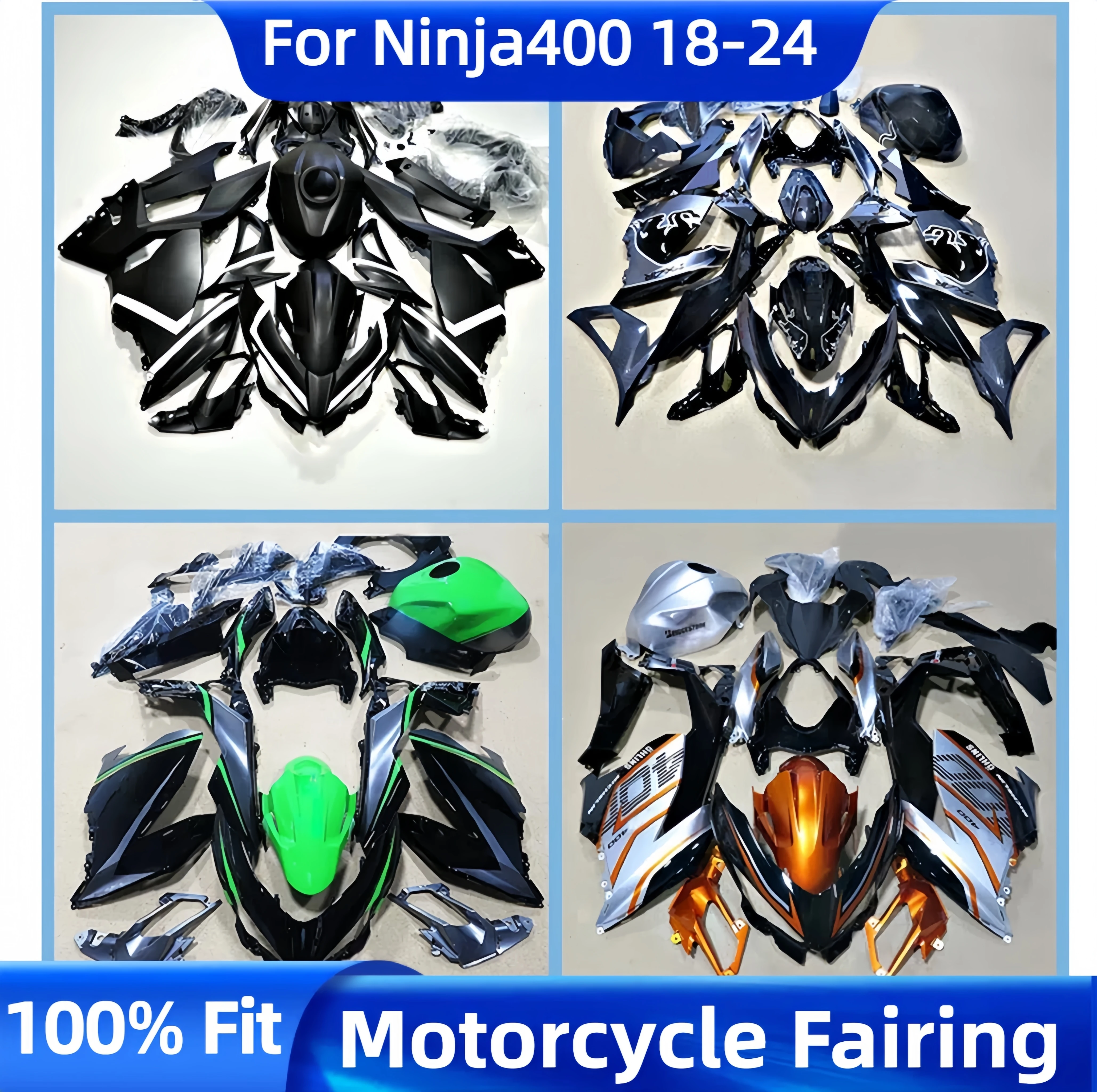 Motorcycle Fairings Kit Fit for KAWASAKI 2018 2019 2020 Ninja400R 18-24 EX400R 20212023 2024 100% Fit Injection Bodywork Set