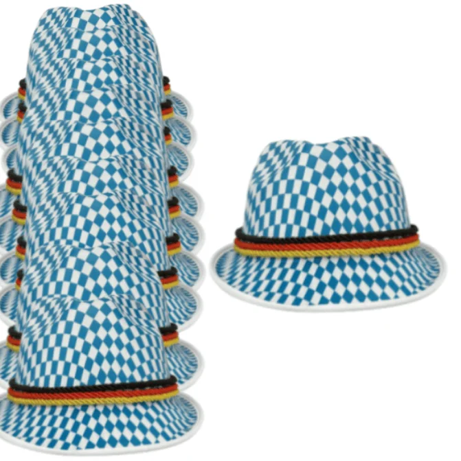 

Blue-and-White Checkered Beer Festival German Party Top Hat Adult Performance Top Hat