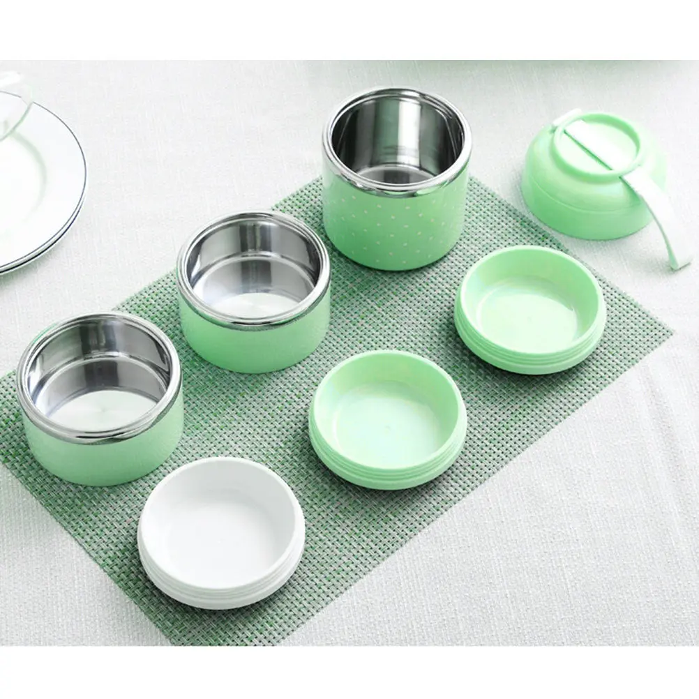 

Набор из 2-х термосумок для еды из нержавеющей стали с 3-слойной изоляцией, портативный ланч-бокс, герметичный контейнер для еды с зеленым плечевым ремнем