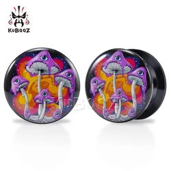 KUBOOZ Fashion Acrylic Mushroom Eye Ear Plugs Piercing Body Jewelry Tunnels Earring Gauges Stretchers Expanders 6-30mm 2PCS