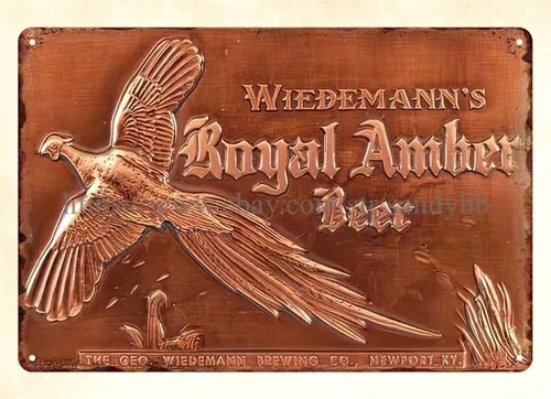 Letrero metálico de pared con diseño de faisán volador de la cerveza Royal Amber de Wiedemann