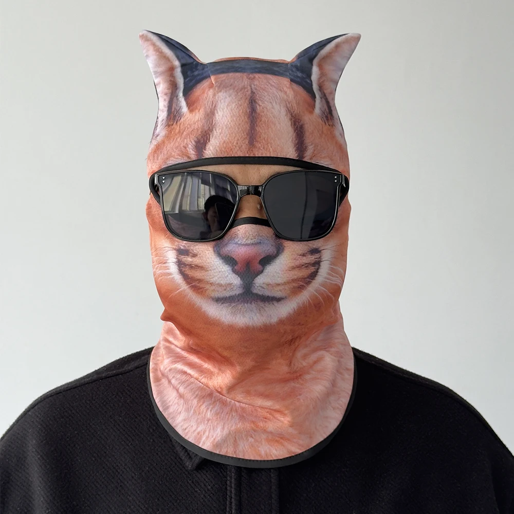 

3D cat pattern spring and summer face and neck sun protection mask, breathable and quick-dry, for camping, hiking and cycling