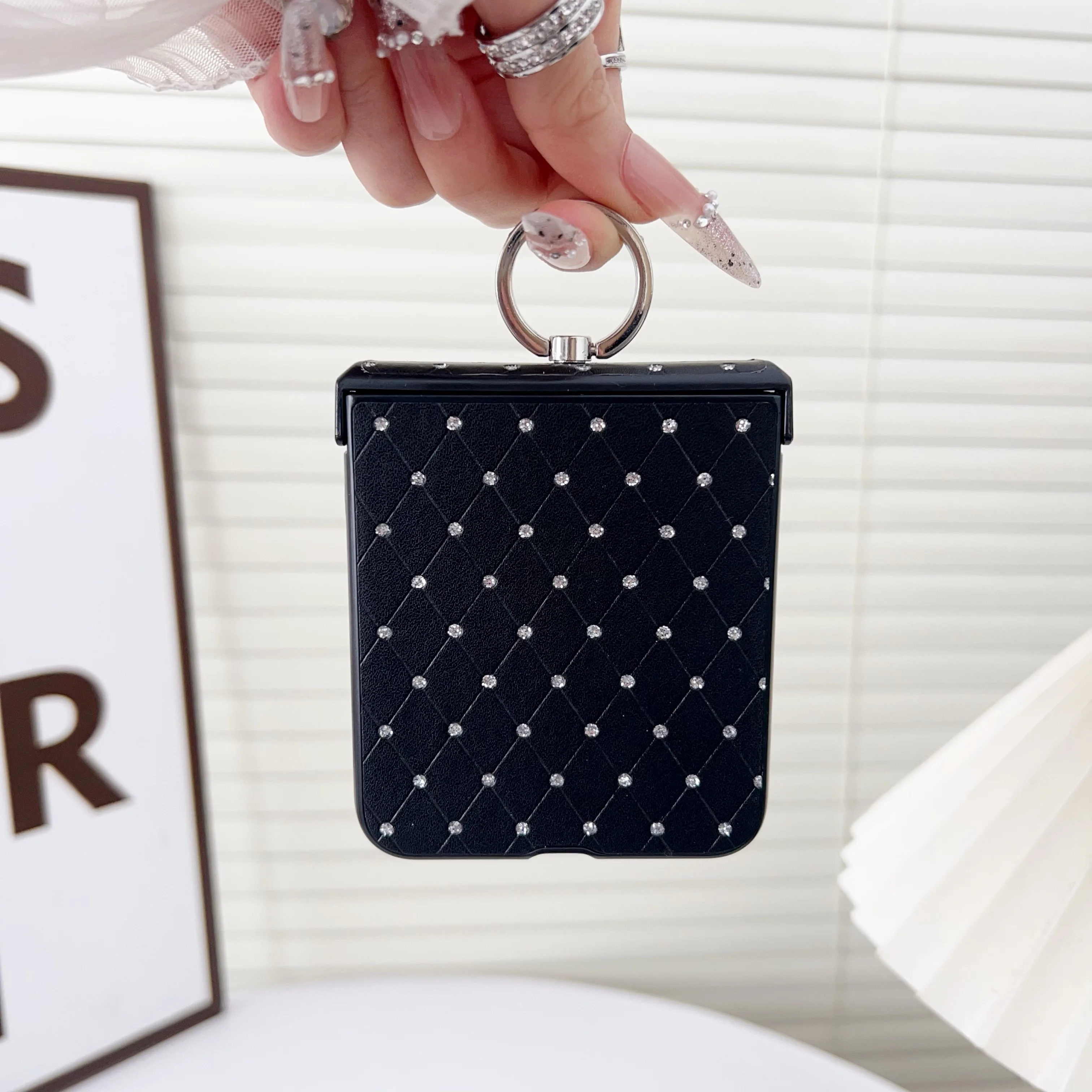 لموتورولا بريق الماس حافظة جلدية RazR 60 RazR 50 50s موتو 50 الترا 40 الترا غطاء حامل هاتف حامل هاتف معدني قابل للطي