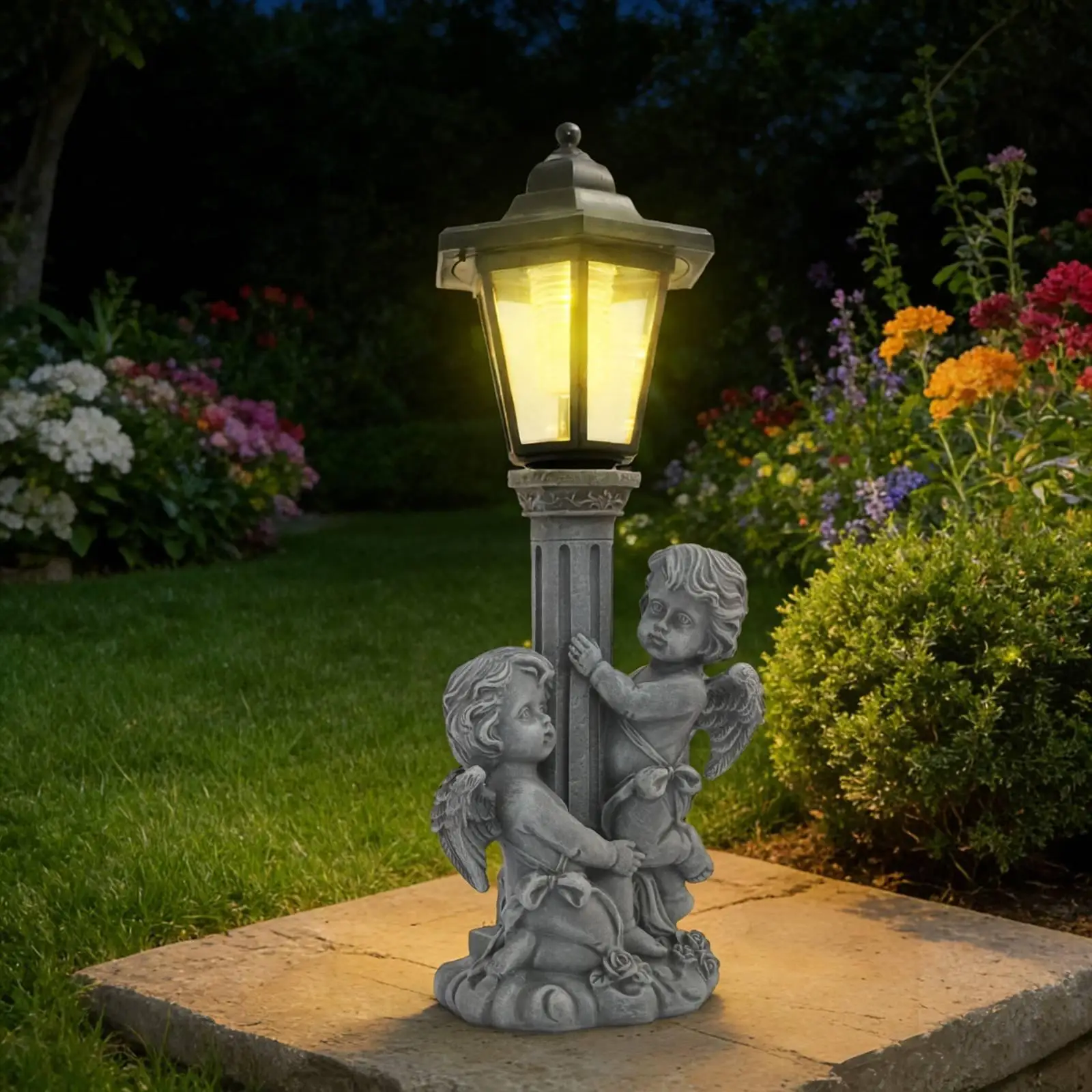 Solar Angel Statue Energy Saving Resin Angel Figurine Lamp Weather Resistant