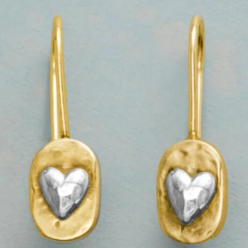 

Vintage Gold Color Metal Carving Heart Earrings Geometry Oval Long Dangle Earrings for Women Jewelry
