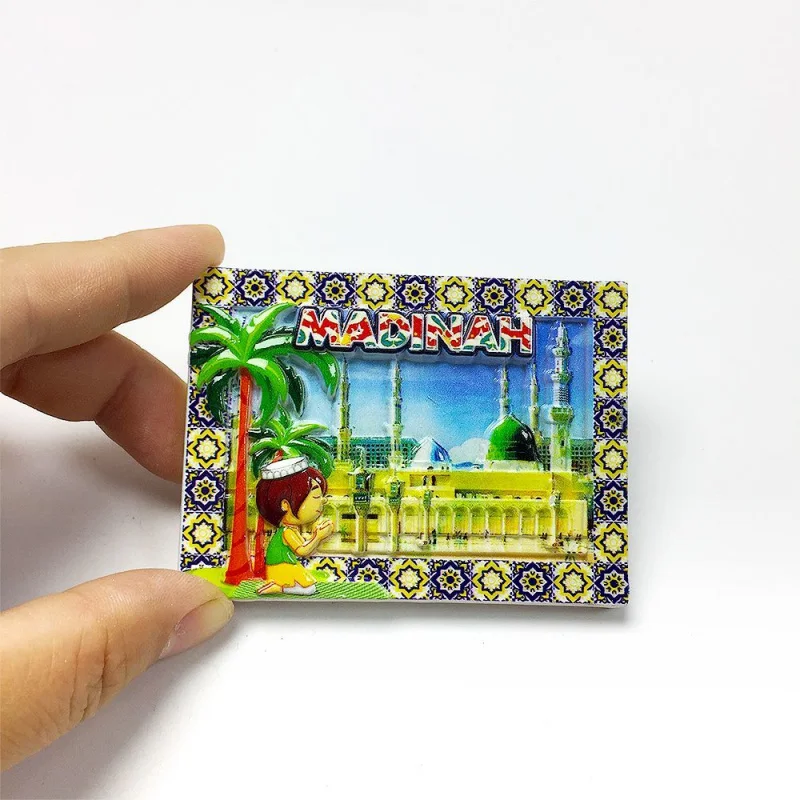 

Saudi Arabia Madinah Prophet's Mosque Fridge Magnet 3D Resin Saudi Landmark Souvenir Refrigerator Magnets Cute Home Decor Imanes