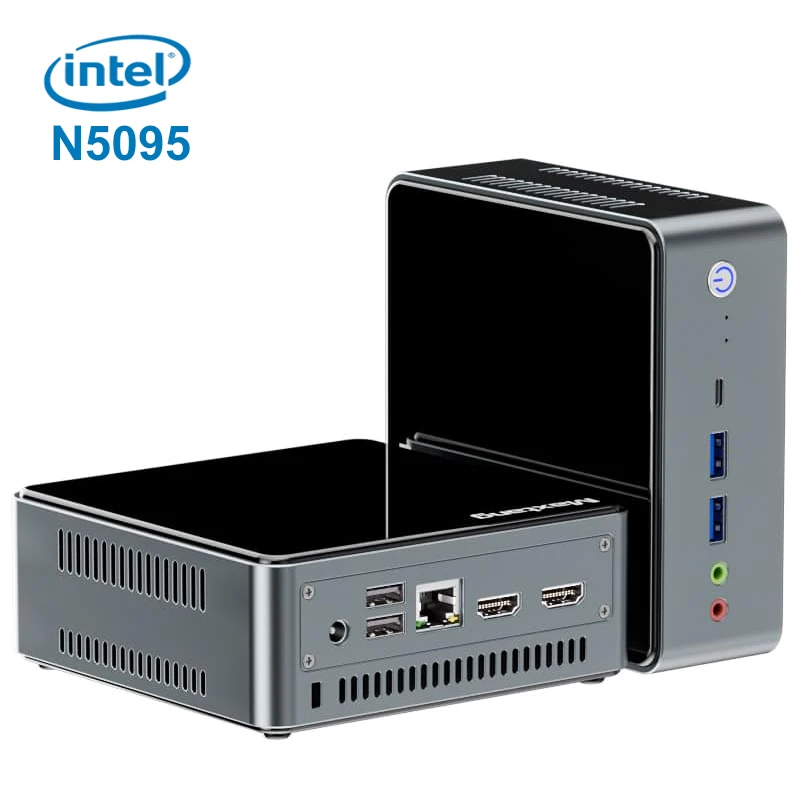 Intel Celeron N5095 PC Mini 4core, PC Mini dengan 1LAN 4USB WIFI6 mendukung tampilan ganda