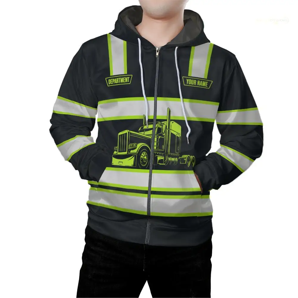 

2025 New Semi-trailer Truck Driver Safety Work Clothes Autumn And Winter Fashion Zipper Sweatshirt Men's Customizable Uniforms
