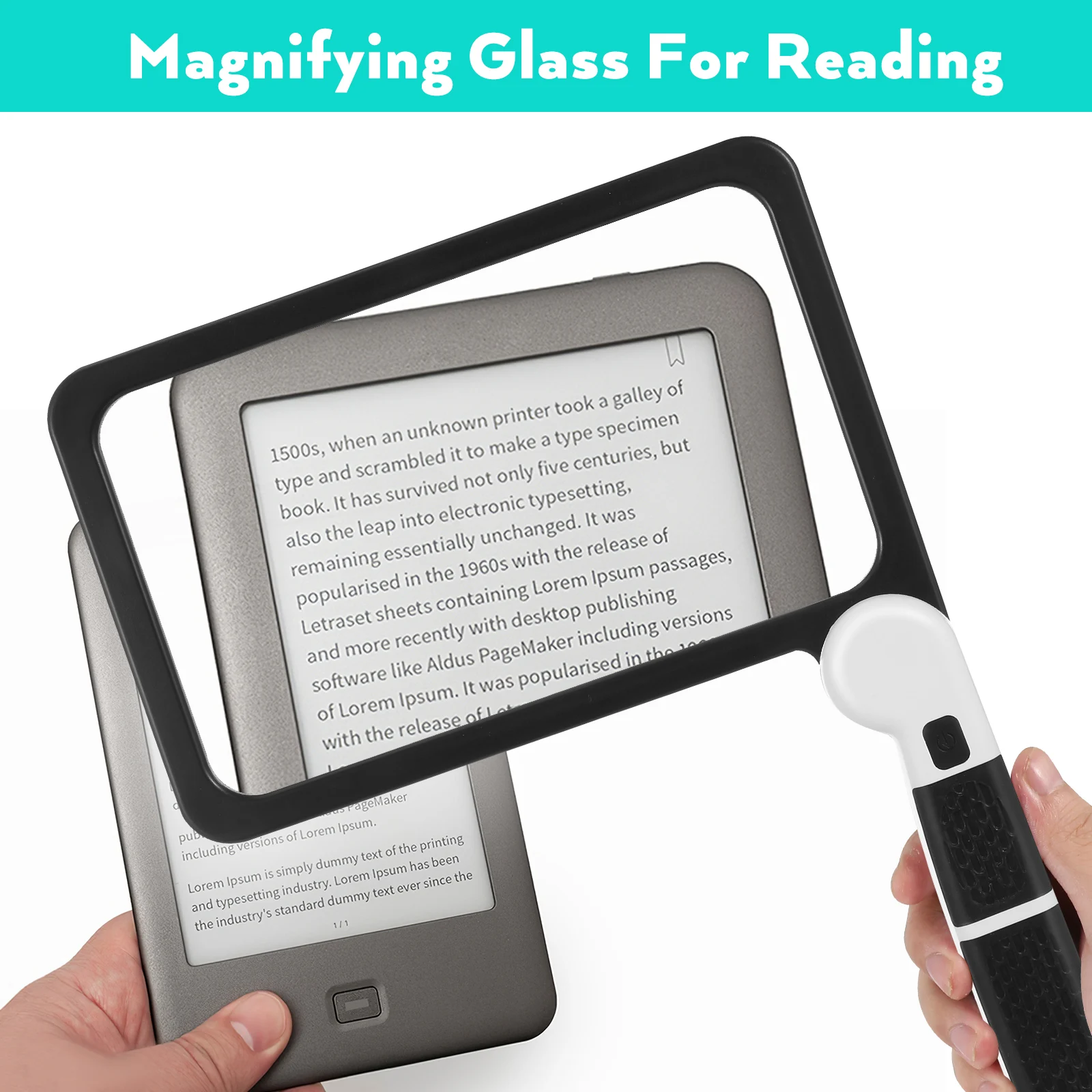 

Bright Portable Reading Magnifier Handheld Lighted Magnifying Glass Large Acrylic Lens Foldable for Seniors Books Jewelry