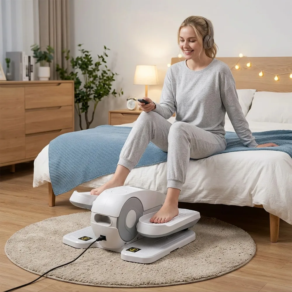 Appareil d'exercice elliptique silencieux pour les jambes, à poser sous le bureau, avec 12 niveaux de résistance réglables, pédalier compact pour stimuler la circulation des jambes, équipement de fitness idéal pour les employés de bureau, les personnes âgées et la thérapie de réadaptation