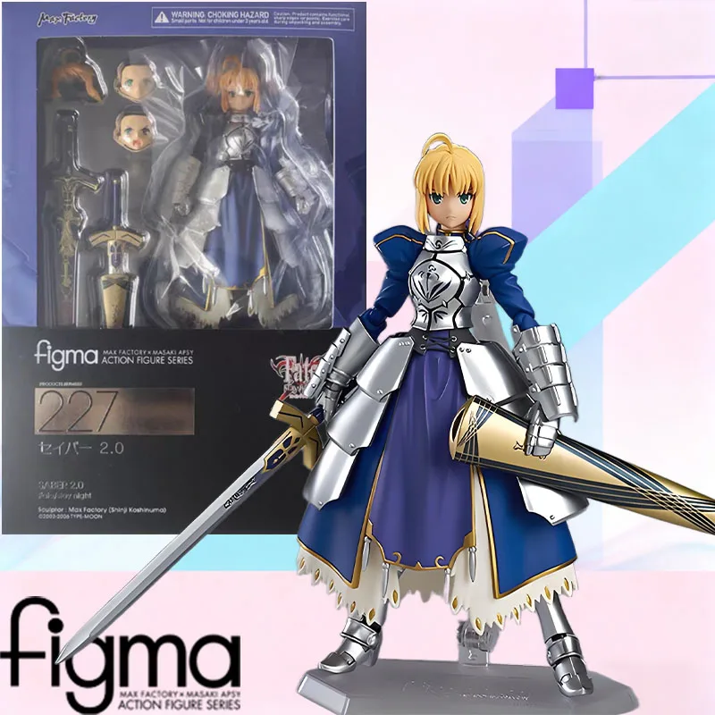 En Stock MAX caja Original de fábrica FIGMA Fate/stay night 227 SABRE 2,0 modelo de figura de acción juguete para regalo para niños embalaje de caja de espuma