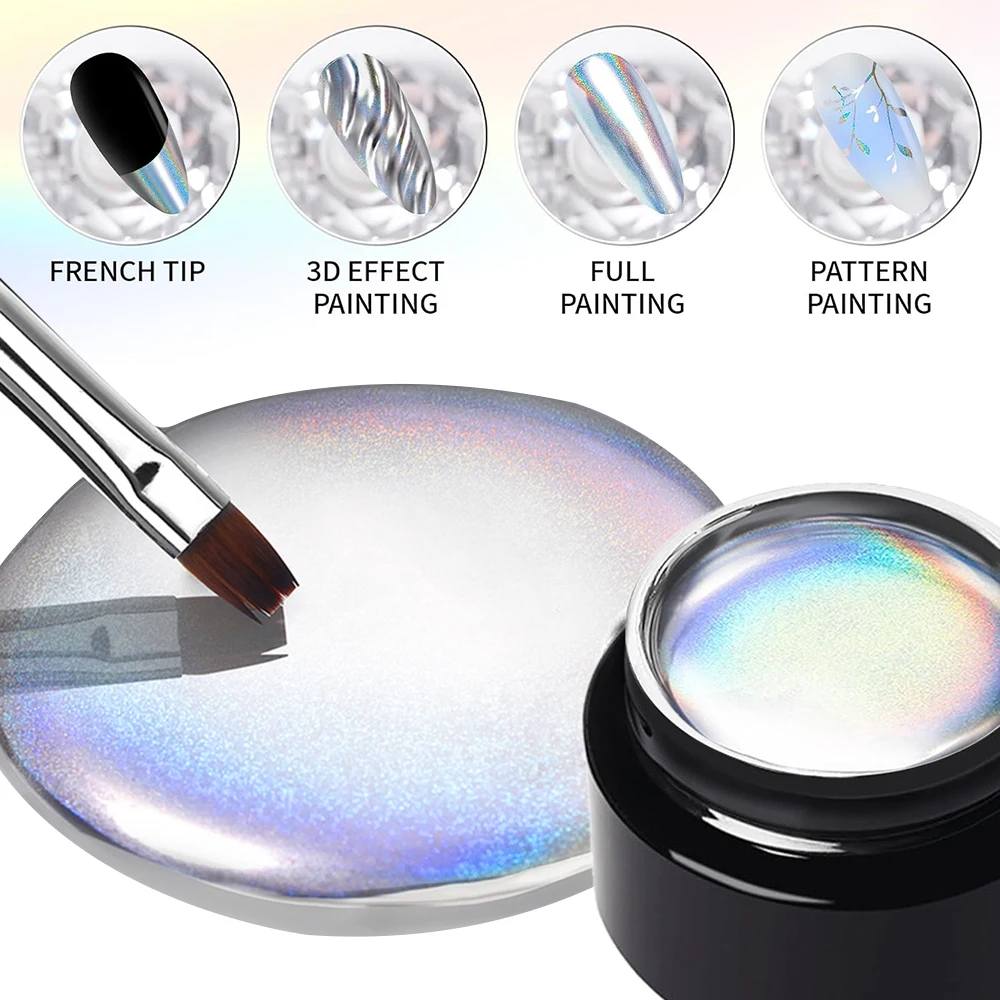 NOWOŚĆ Srebrny laserowy metaliczny żel do paznokci do paznokci Holograficzne lustro Soak Off Metal Gel Polish Paint Żel do paznokci M SalaamF AduqqN