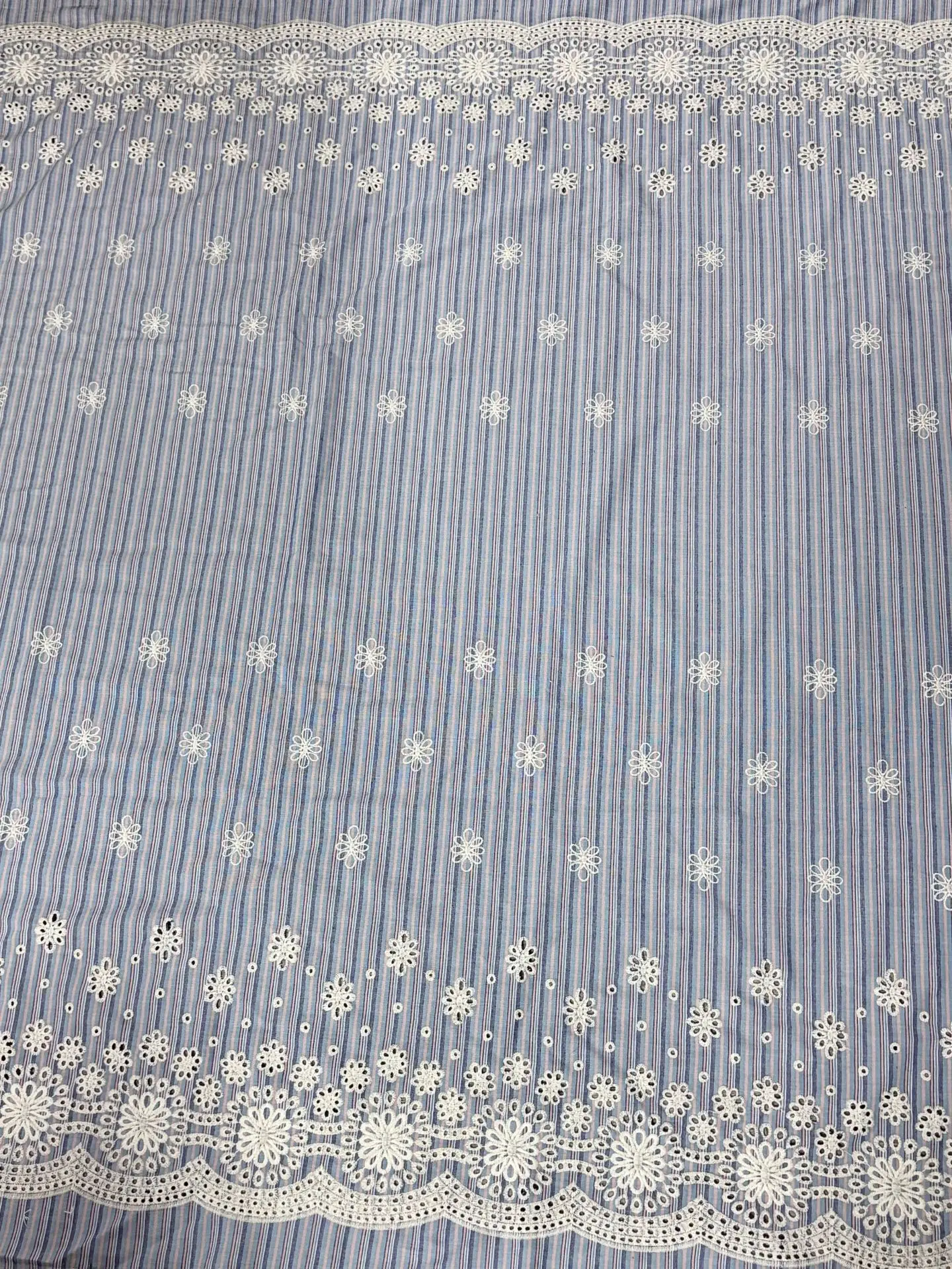 Tessuto ricamato a righe blu c - Sewing Eyelet Fabric recensione e prezzo