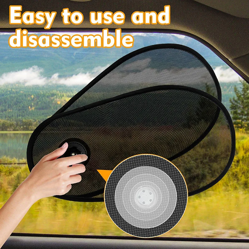 Universal Rotatable Mesh Car Window Sun Shield with Suction Cups Breathable Sun Block Heat Isolation Auto Side Window Protector